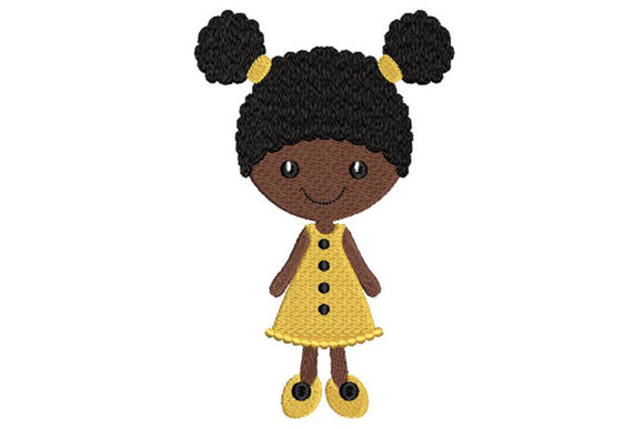 Cute Black Girl Embroidery Design for Seasonal Projects