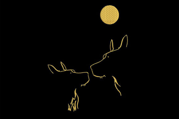 Dogs in the Moonlight: A Minimalist Embroidery Design for Small Business Merch