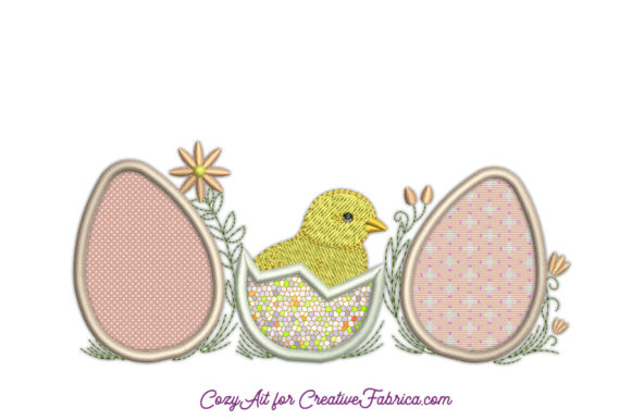 Easter Chick Three Applique Eggs: A Delightful Embroidery Design for Handmade Gifts