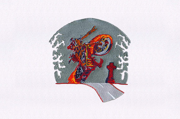 Flaming Chopper Bike Embroidery Review